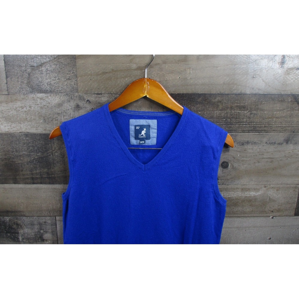 Kangol Sweater Vest Mens Medium Blue V Neck Pullover Lightweight Knit Casual
